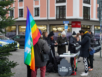 Women in Black hold a vigil at Gartnerplatz in Munich, Bavaria, Germany, on December 13, 2024, advocating for justice and peace in the Middl...