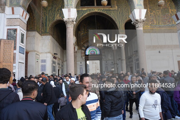 Syrians Perform The First Friday Prayer At The Umayyad Mosque In The Capital, Damascus, After The Fall Of The Assad Regime, on december 13,...