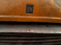 The logo of an abandoned iconic yellow ambassador taxi is seen in Kolkata, India, on December 13, 2024. The Calcutta High Court's order stat...