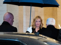 Italian Prime Minister Giorgia Meloni welcomes Palestinian President Mahmud Abbas at Palazzo Chigi prior to their meeting in Rome, Italy, on...