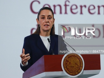 Mexico's President Claudia Sheinbaum speaks during a briefing conference about the reform against vapers and the integral project for the re...