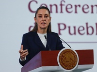 Mexico's President Claudia Sheinbaum speaks during a briefing conference about the reform against vapers and the integral project for the re...