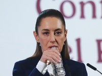 Mexico's President Claudia Sheinbaum speaks during a briefing conference about the reform against vapers and the integral project for the re...