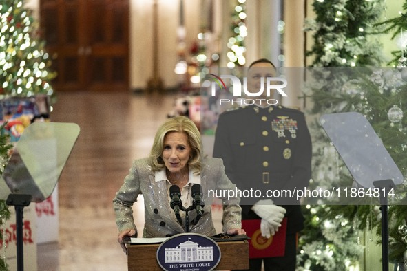 On December 13, 2024, the First Lady, Jill Biden, hosts a U.S. Marine Corps Reserve Toys for Tots event at the White House with local Marine...