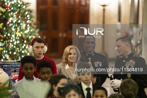 On December 13, 2024, the First Lady, Jill Biden, hosts a U.S. Marine Corps Reserve Toys for Tots event at the White House with local Marine...