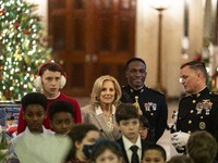 On December 13, 2024, the First Lady, Jill Biden, hosts a U.S. Marine Corps Reserve Toys for Tots event at the White House with local Marine...