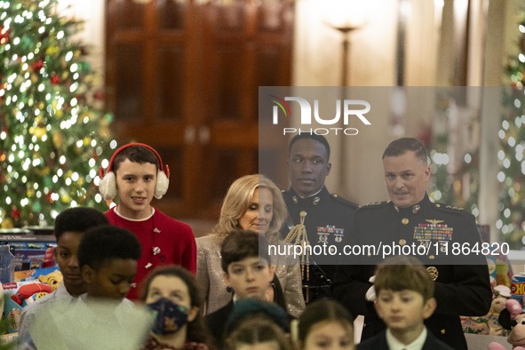 On December 13, 2024, the First Lady, Jill Biden, hosts a U.S. Marine Corps Reserve Toys for Tots event at the White House with local Marine...