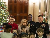 On December 13, 2024, the First Lady, Jill Biden, hosts a U.S. Marine Corps Reserve Toys for Tots event at the White House with local Marine...