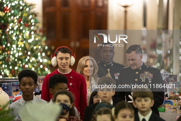 On December 13, 2024, the First Lady, Jill Biden, hosts a U.S. Marine Corps Reserve Toys for Tots event at the White House with local Marine...