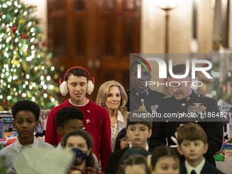 On December 13, 2024, the First Lady, Jill Biden, hosts a U.S. Marine Corps Reserve Toys for Tots event at the White House with local Marine...