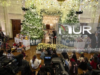 On December 13, 2024, the First Lady, Jill Biden, hosts a U.S. Marine Corps Reserve Toys for Tots event at the White House with local Marine...