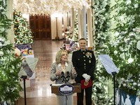 On December 13, 2024, the First Lady, Jill Biden, hosts a U.S. Marine Corps Reserve Toys for Tots event at the White House with local Marine...