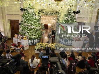 On December 13, 2024, the First Lady, Jill Biden, hosts a U.S. Marine Corps Reserve Toys for Tots event at the White House with local Marine...