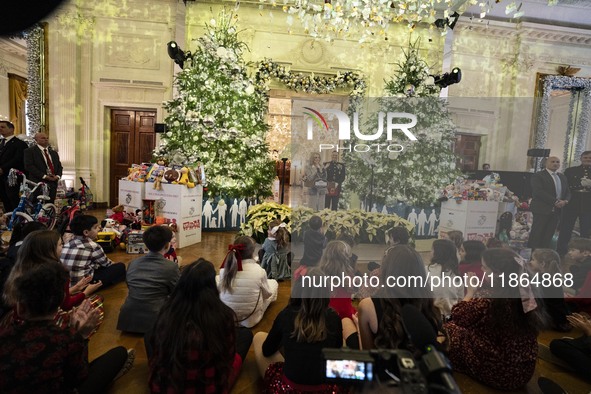 On December 13, 2024, the First Lady, Jill Biden, hosts a U.S. Marine Corps Reserve Toys for Tots event at the White House with local Marine...