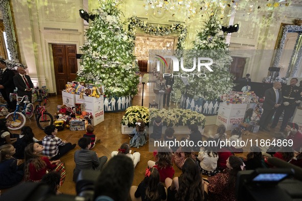 On December 13, 2024, the First Lady, Jill Biden, hosts a U.S. Marine Corps Reserve Toys for Tots event at the White House with local Marine...