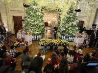 On December 13, 2024, the First Lady, Jill Biden, hosts a U.S. Marine Corps Reserve Toys for Tots event at the White House with local Marine...