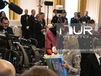 On December 13, 2024, in Washington, D.C., United States, First Lady Jill Biden hosts a U.S. Marine Corps Reserve Toys for Tots event at the...