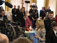 On December 13, 2024, in Washington, D.C., United States, First Lady Jill Biden hosts a U.S. Marine Corps Reserve Toys for Tots event at the...