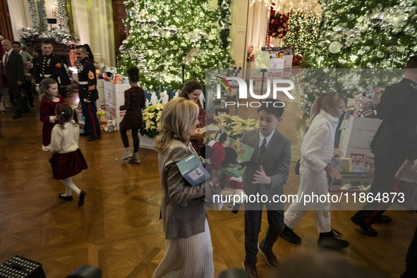 On December 13, 2024, the First Lady, Jill Biden, hosts a U.S. Marine Corps Reserve Toys for Tots event at the White House with local Marine...