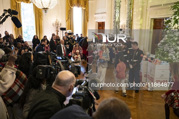 On December 13, 2024, the First Lady, Jill Biden, hosts a U.S. Marine Corps Reserve Toys for Tots event at the White House with local Marine...