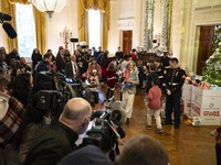 On December 13, 2024, the First Lady, Jill Biden, hosts a U.S. Marine Corps Reserve Toys for Tots event at the White House with local Marine...