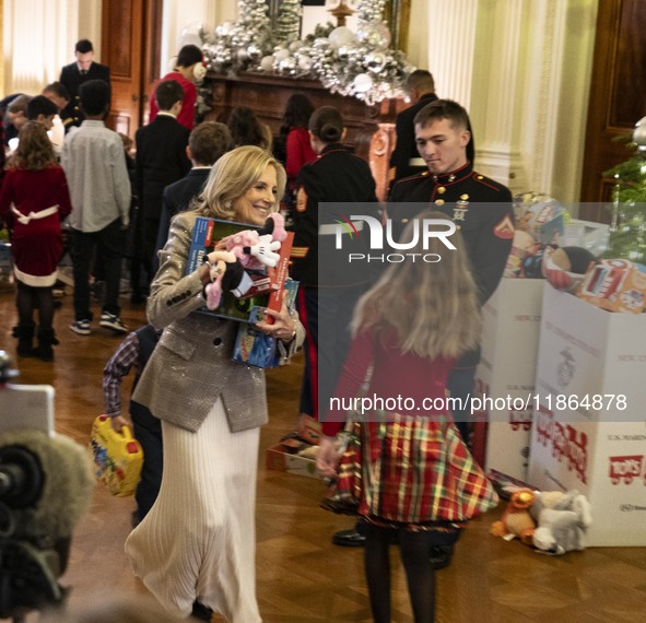 On December 13, 2024, the First Lady, Jill Biden, hosts a U.S. Marine Corps Reserve Toys for Tots event at the White House with local Marine...