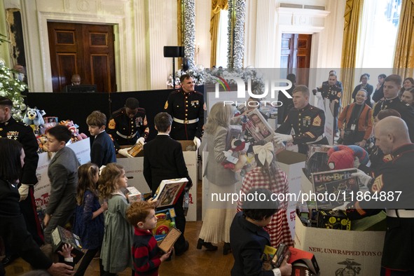 On December 13, 2024, the First Lady, Jill Biden, hosts a U.S. Marine Corps Reserve Toys for Tots event at the White House with local Marine...