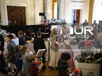 On December 13, 2024, the First Lady, Jill Biden, hosts a U.S. Marine Corps Reserve Toys for Tots event at the White House with local Marine...