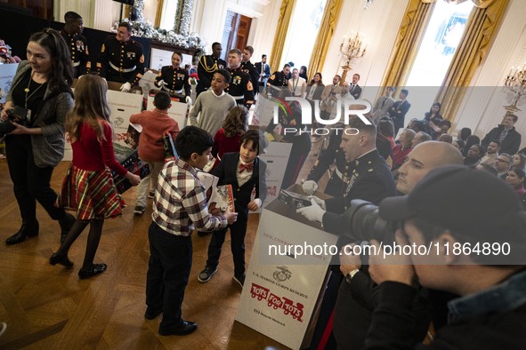 On December 13, 2024, the First Lady, Jill Biden, hosts a U.S. Marine Corps Reserve Toys for Tots event at the White House with local Marine...