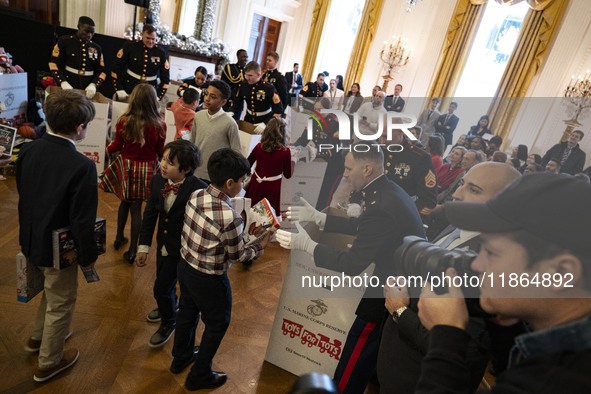 On December 13, 2024, the First Lady, Jill Biden, hosts a U.S. Marine Corps Reserve Toys for Tots event at the White House with local Marine...