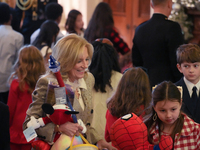 The First Lady hosts a Toys for Tots event at the White House with military families in Washington, D.C, on december 13, 2024. (