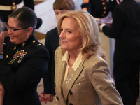 The First Lady hosts a Toys for Tots event at the White House with military families in Washington, D.C, on december 13, 2024. (