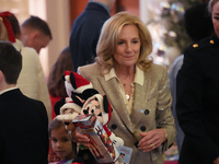 The First Lady hosts a Toys for Tots event at the White House with military families in Washington, D.C, on december 13, 2024. (