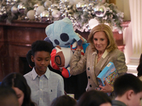 The First Lady hosts a Toys for Tots event at the White House with military families in Washington, D.C, on december 13, 2024. (