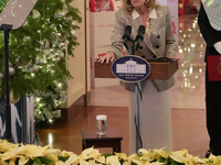 The First Lady hosts a Toys for Tots event at the White House with military families in Washington, D.C, on december 13, 2024. (