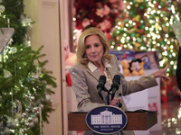 The First Lady hosts a Toys for Tots event at the White House with military families in Washington, D.C, on december 13, 2024. (