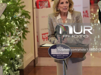 The First Lady hosts a Toys for Tots event at the White House with military families in Washington, D.C, on december 13, 2024. (