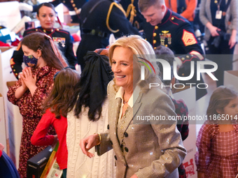 The First Lady hosts a Toys for Tots event at the White House with military families in Washington, D.C, on december 13, 2024. (