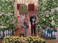 The First Lady hosts a Toys for Tots event at the White House with military families in Washington, D.C, on december 13, 2024. (