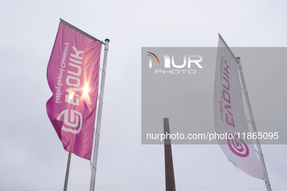 A general view of the entrance of the Evonik Chemical plant in Wesseling, near Cologne, Germany, on December 13, 2024, as Evonik plans to cu...