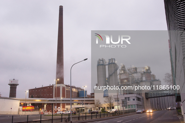 A general view of the entrance of the Evonik Chemical plant in Wesseling, near Cologne, Germany, on December 13, 2024, as Evonik plans to cu...