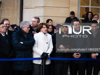 In Paris, France, on December 13, 2024, ministers of the resigning government are seen during the handover ceremony between Michel Barnier,...