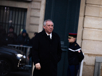 Francois Bayrou, the new Prime Minister, arrives at the handover ceremony between Michel Barnier, the outgoing Prime Minister, and Francois...