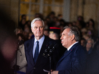 Francois Bayrou speaks during the handover ceremony between Michel Barnier, the outgoing Prime Minister, and Francois Bayrou, the new French...