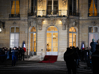 View of the entrance of the Hotel de Matignon at the end of the handover ceremony between Michel Barnier, the outgoing Prime Minister, and F...