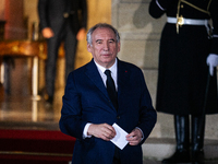 Francois Bayrou is seen at the end of the handover ceremony between Michel Barnier, the outgoing Prime Minister, and Francois Bayrou, the ne...