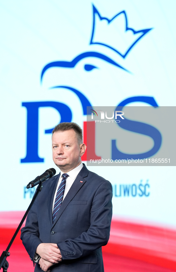 Mariusz Blaszczak during press conference of the right-wing Law and Justice (PiS) party, in Warsaw, Poland on December 13, 2024. 