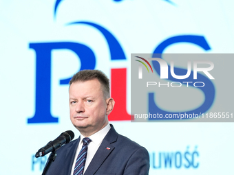 Mariusz Blaszczak during press conference of the right-wing Law and Justice (PiS) party, in Warsaw, Poland on December 13, 2024. (