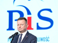 Mariusz Blaszczak during press conference of the right-wing Law and Justice (PiS) party, in Warsaw, Poland on December 13, 2024. (