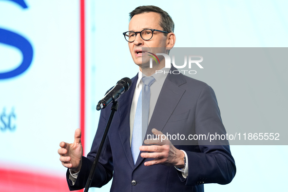 Mateusz Morawiecki during press conference of the right-wing Law and Justice (PiS) party, in Warsaw, Poland on December 13, 2024. 